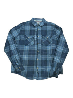 Kolby Shirt Mens Medium Blue Plaid Long Sleeve Button Up Cotton Chest Pockets